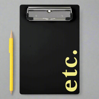 Moderne Zwarte & Gele Vette Typografie Professione Mini Klembord