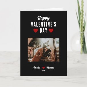 Moderne Zwarte Gelukkige Valentijnsdag Foto Feestdagen Kaart