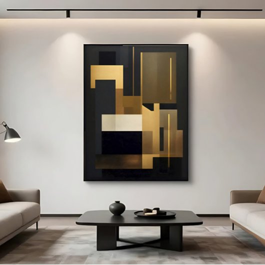 Moderne Zwarte Geometrische Abstracte Canvas Afdruk