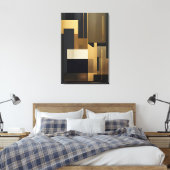 Moderne Zwarte Geometrische Abstracte Canvas Afdruk (Insitu (Slaapkamer))