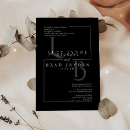 Moderne zwarte geometrische Initialen bruiloft uit Kaart