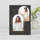 Moderne zwarte geometrische multi-fotobootafstuder (Staand voorkant)