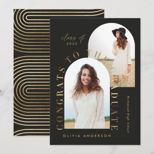 Moderne zwarte geometrische multi-fotobootafstuder (Voorkant / Achterkant)