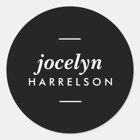 Moderne zwarte gepersonaliseerde Stickers (Voorkant)