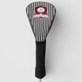 Moderne Zwarte Gestreepte Rode Golfer Naam Monogra Golfheadcover (Voorkant)