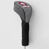 Moderne Zwarte Gestreepte Rode Golfer Naam Monogra Golfheadcover (Schuin)