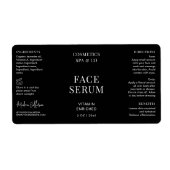 Moderne zwarte gezicht serum druppelaar Cosmo fles Etiket (Voorkant)