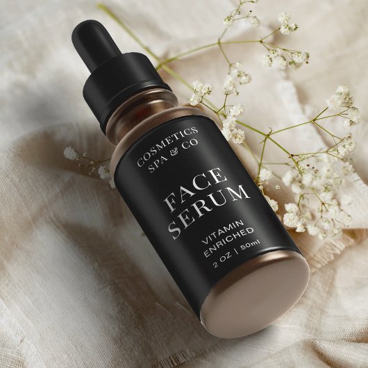 Moderne zwarte gezicht serum druppelaar Cosmo fles Etiket