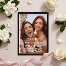 Moderne zwarte gingham foto afstudeerfeest