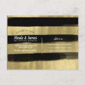 Moderne zwarte glam - gouden verflijn Sla de datum Aankondigingskaart (Achterkant)