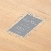 Moderne zwarte glamour diamant frame bruiloft lunc acryl uitnodigingen (Laagn)