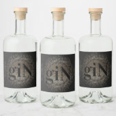 Moderne Zwarte Glansgeprinte Gebold Simple Gin Likeurfles Etiket (Flessen)