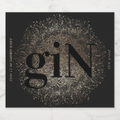 Moderne Zwarte Glansgeprinte Gebold Simple Gin Likeurfles Etiket (Enkel label)
