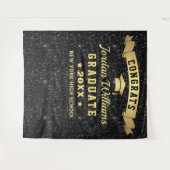 Moderne Zwarte Glitter Afstudeerfoto Achtergrond Wandkleed (Voorkant (horizontaal))