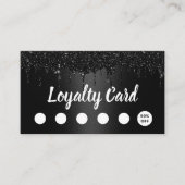 Moderne zwarte glitter drijft salon & spa-logo klantenkaartje (Voorkant)