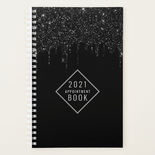 Moderne zwarte glitter-drivers planner (Voorkant)