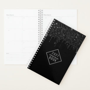 Moderne zwarte glitter-drivers planner