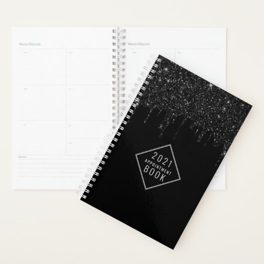 Moderne zwarte glitter-drivers planner (Display)
