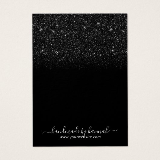 Moderne zwarte Glitter Earring Display Holder Visitekaartje (Voorkant)