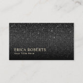 Moderne zwarte glitter minimalist visitekaartje (Voorkant)