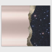 Moderne zwarte glitter Roos Gold Cadeaupapier (Vlak)