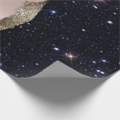 Moderne zwarte glitter Roos Gold Cadeaupapier (Hoek)