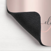 Moderne Zwarte Glitter Roos Gouden Monogram  Muismat (Hoek)