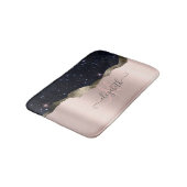 Moderne Zwarte Glitter Roosgoud Monogram Badmat (Gekanteld)