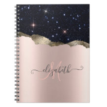Moderne Zwarte Glitter Roosgoud Monogram