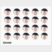Moderne Zwarte Glitter Roze Gouden Monogram Ronde Sticker (Vel)