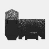 Moderne zwarte Glitter Simple Script Monogram Name Bedankdoosjes (Uitgevouwen)