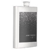 Moderne zwarte Glitter Simple Script Monogram Name Flacon (Rechts)