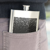 Moderne zwarte Glitter Simple Script Monogram Name Flacon (Voorbeeld)