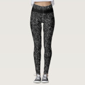 Moderne Zwarte Glitter Sparkle Broek Leggings (Voorkant)