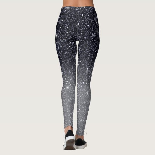 Moderne zwarte glitter Sparkles Gift Leggings (Achterkant)