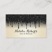 Moderne zwarte glitter steekt parelbruine salon af visitekaartje (Voorkant)