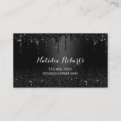 Moderne zwarte glitter zet Salon & Spa-benoeming Afsprakenkaartje (Achterkant)