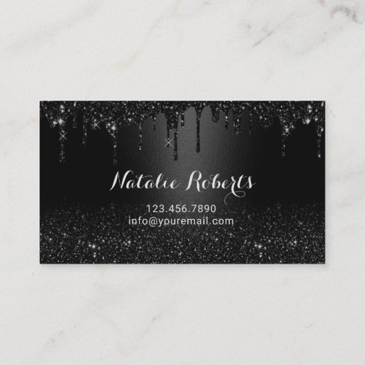 Moderne zwarte glitter zet Salon & Spa-benoeming Afsprakenkaartje (Achterkant)