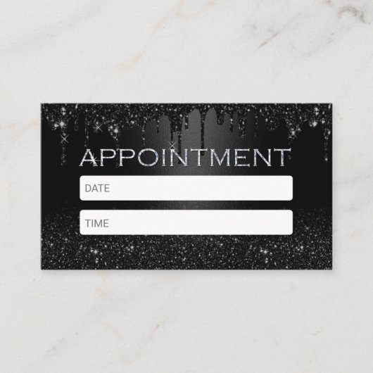 Moderne zwarte glitter zet Salon & Spa-benoeming Afsprakenkaartje (Voorkant)