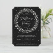 Moderne Zwarte Glitterende Lichtjes Kerstfeest Kaart (Staand voorkant)
