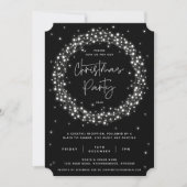 Moderne Zwarte Glitterende Lichtjes Kerstfeest Kaart (Voorkant)