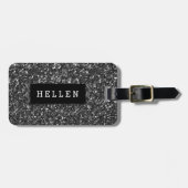 Moderne zwarte glittertextuur bagagelabel (Voorkant horizontaal)