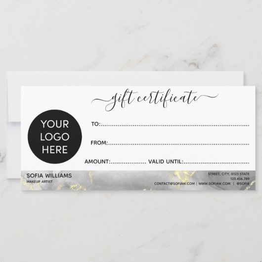 Moderne zwarte Gold Certificate Cadeaukaart Voeg L (Achterkant)