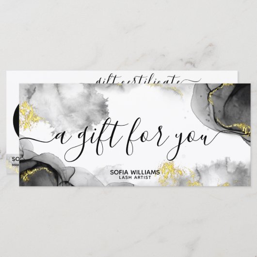 Moderne zwarte Gold Certificate Cadeaukaart Voeg L (Voorkant / Achterkant)