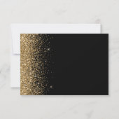 Moderne zwarte Gold Faux Glitter Edge RSVP Kaartje (Achterkant)