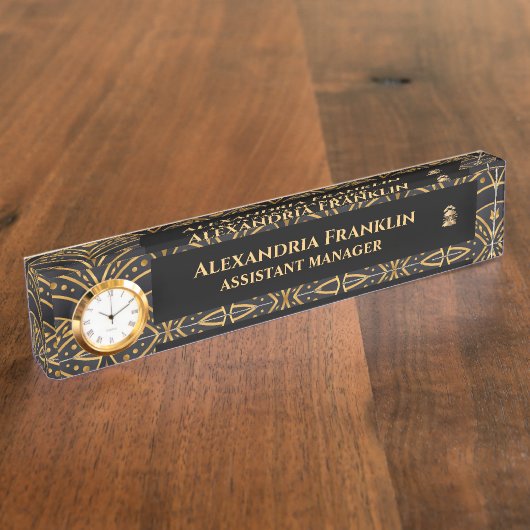 Moderne zwarte Gold Kantoor Professional aan perso Naambordje (Zijkant)