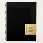 Moderne zwarte Gold-minimalistische, gepersonalise Planner<br><div class="desc">Klassieke,  minimalistische,  op maat gesneden planner met een professionele kleine persoonlijke naam en datum buiten het centrum op de cover die er professioneel,  schoon en elegant uitziet.</div>