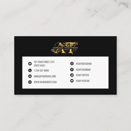 Moderne zwarte Gold sociale media Visitekaartje (Achterkant)