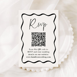 Moderne Zwarte Golfkader QR Code Huwelijksreactie Informatiekaartje