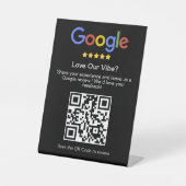 Moderne Zwarte Google Review Aangepaste QR-code Reclamebord Met Voetstuk (Voorkant)